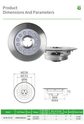Professional Underwater DMX RGBW LED Fountain Lights - Waterproof IP68 Donut Fountain Lamp