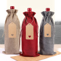 Reusable coarse hemp linen twine wine gift bag