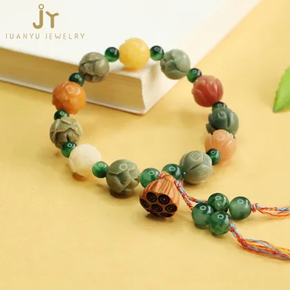Jewelry Stone Bodhi Root Beaded Bracelets: Precious Stone Prayer Beads & Bodhi Seed Buddha Beads for Women