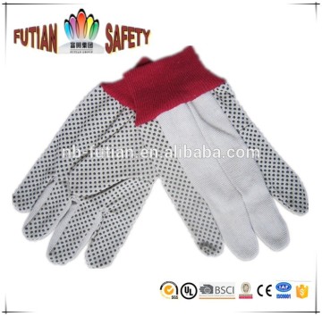 FTSAFETY 100% NATURE WHITE Cotton red cuff CANVAS glove for safety working