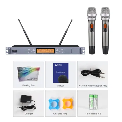 K-12 Professional Karaoke Microphone - Dual Channel Wireless Handheld Microphone for Singing and Stages