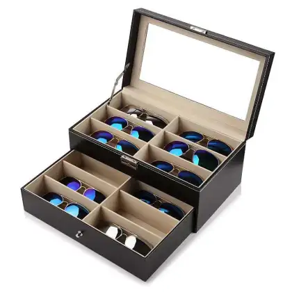 Premium PU Leather Watch, Glasses, and Jewelry Storage Box: A Stylish Dustproof Display Case for Beads