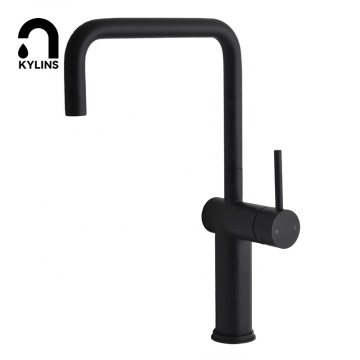 360 Degree Swivel Deck Mounted Kitchen Tap - Watermark Australian Standard 304 Stainless Steel Black Faucet