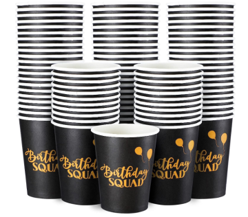 Gold Foil Stamping Disposable Coffee Cups with Lids