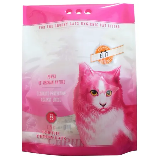 stand up pet food pouch/top zipper cat litter flexible packaging bag