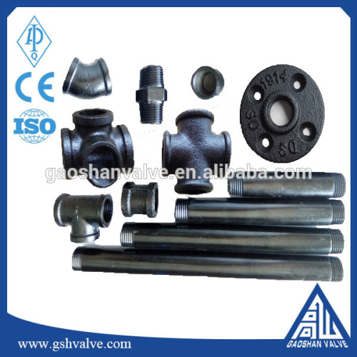 black malleable iron cross reducer bushing cap coupling elbow nipple plug tee flange pipe fitting made in china