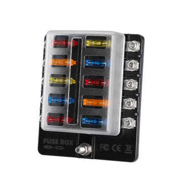 Wholesales 10-Way Car Fuse Box 12V 24V Automotive Fuse Box Plastic Cover Negative Bar Fuse Block For Car Rv Marine