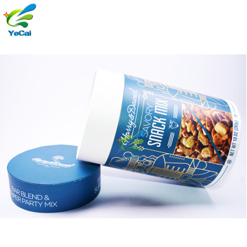 Custom color printed coated paper tube packaging , luxury round paper box for food