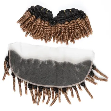 Unprocessed Raw 10A 1b/27# Ombre Kinky Hair, Human Hair Bundle with Closure, Mink Virgin Brazilian Hair