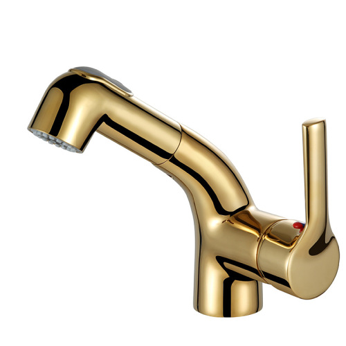 Brass pull out hot and cold water faucet