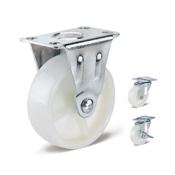 Castor White PP Swivel caster with brake 200mm serie Plate mounting Stainless steel ball bearing