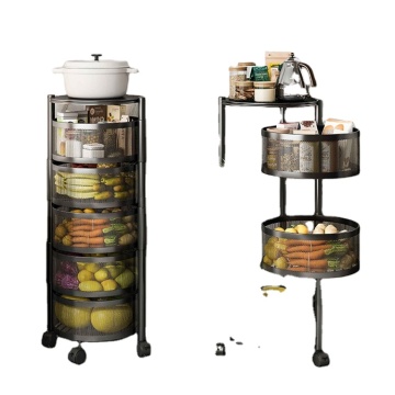 5 Tier Multi-layer Rotating Vegetable Baskets Kitchen Storage Rack Wholesale