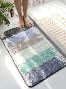 Modern colorful stripe water absorption bath mat