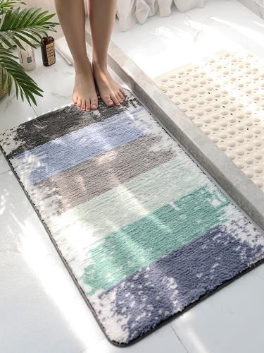 Modern colorful stripe water absorption bath mat