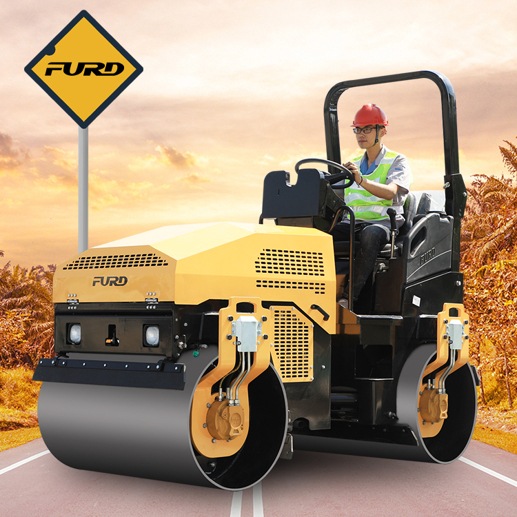 3ton double drum vibratory ride on road roller with long lifetime
