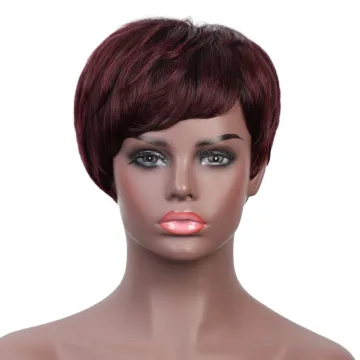 Aisi Hair Wholesale Short Pixie Cut Ombre Red Curly Wave 100%  Brazilian Hair For Black Women Unprocessed Human Hair Wigs