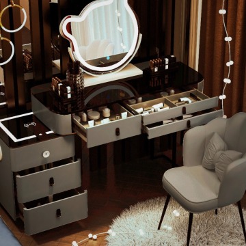 2024 YD Stylish Modern Beautiful Women's Wireless Charging Dressing Table with Mirror and Drawers