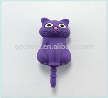 Custom Soft PVC Cat Shape Dust Plug For Android Mobile Phone 3.5mm plug