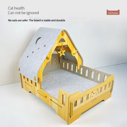 MOFESIPI Solid Wood Cat Bed House for Indoor Cats