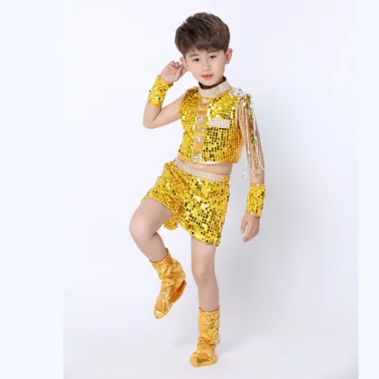 children blue sequins hip hop dance costume