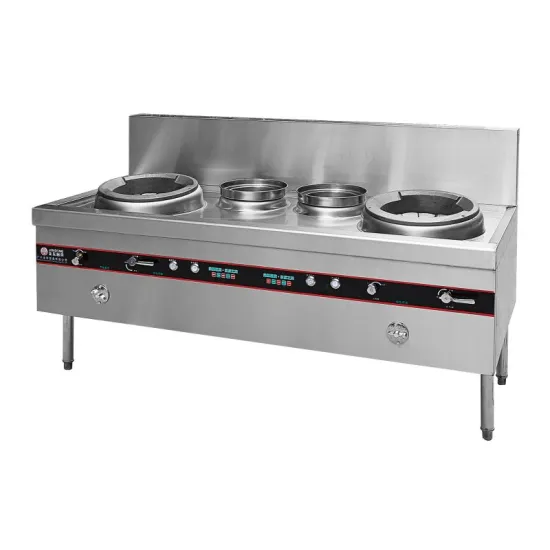 High-Performance Gas Catering Equipment for Chinese Restaurants: 2 Wok Burner Blast Diffusion Burner Stove for Heavy Duty Commercial Kitchens