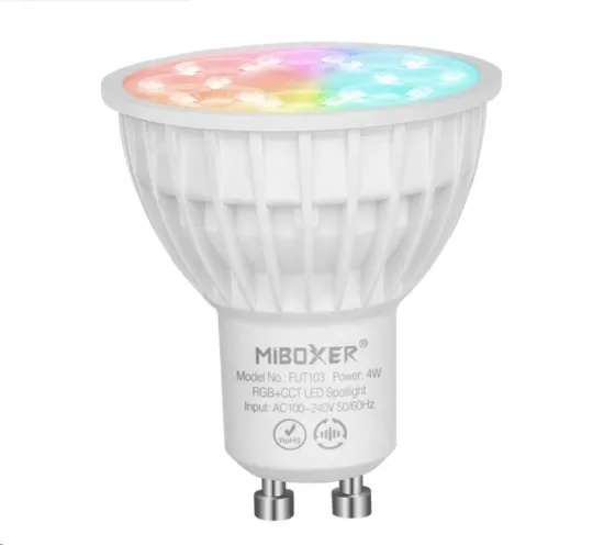 4W GU10 FUT103 Miboxer Color Changing Dimmable Warm White 2700K RGB CCT LED Light Bulb with Remote