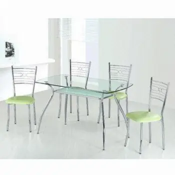 Dining Set, Made of Glass and Metal Tube, Measuring 1,200 x 700 x 750mm