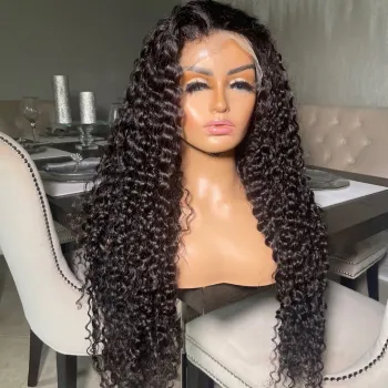 Cheap Wholesale Lace Front Wig OEM Vendors Human Hair Long Size 28 30 Inch Deep Wave Transparent Full Hd Swiss Lace Frontal Wig
