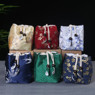 Tragbare Reise -Tee -Set -Tasche mit Tasse und Teekanne - Stoffkordelstring -Tasche