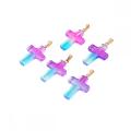 18*25mm Rainbow Glass Cross Pendant for Diy Jewelry