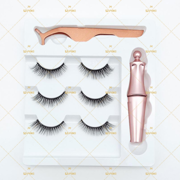 Custom Vegan Magnetic Silk Lashes Set with Free Eyeliner - 3 Pairs Standard Packaging