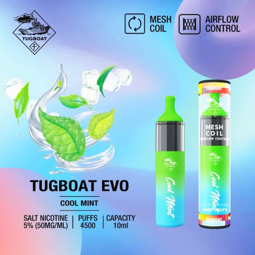 कम कीमत tugboat evo 4500 पफ्स डिस्पोजेबल vape