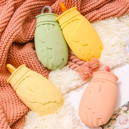 Custom Cute Silicone Hot Water Bag: Portable Reusable Winter Hand Warmer with Cover