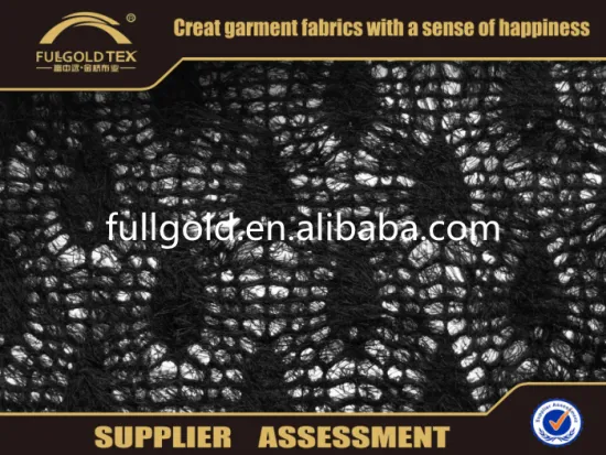 High-end fashion Black Knit TR Coarse Needle Jacquard Fabric For Garment