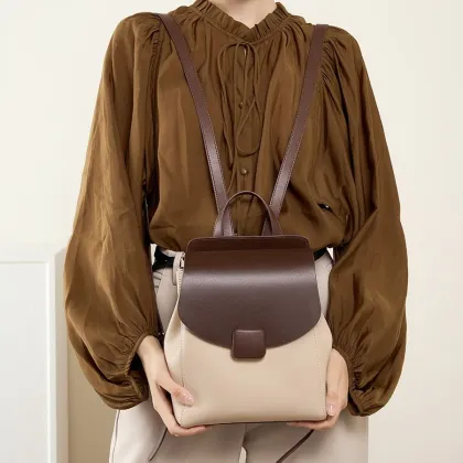 Versatile Genuine Leather Backpack for Women - Large Capacity Travel Bag