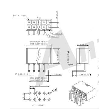 MX4.20mm 90°Wafer Connector Series AW4202R-2xNP-XX-4.2