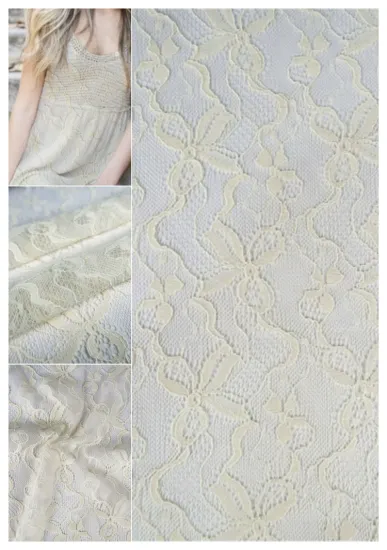 Elegant Embroidered Bowknot Girls Dress Lace Mesh Fabric