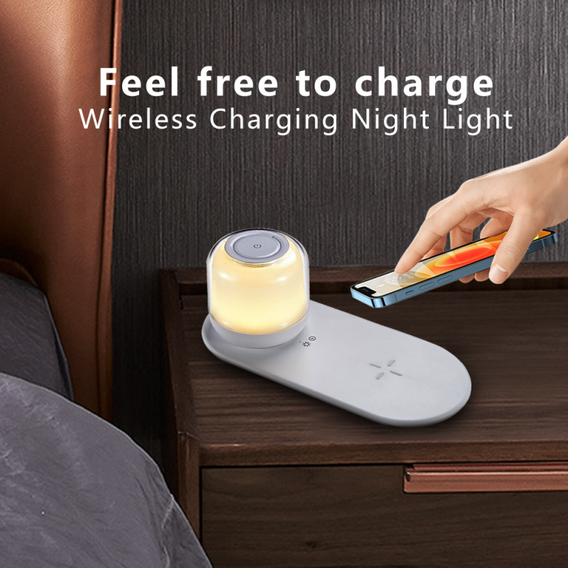 Wireless Charger Table Lamp Multifunction Digital Clock Bedside Table with Alarm Clock