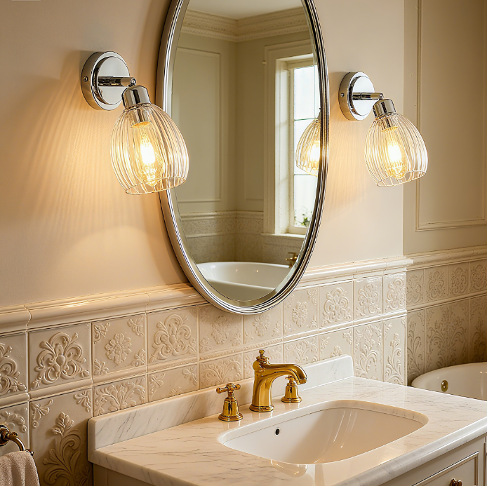 Ribbed Glass Dome Adjustable Wall Light (13)