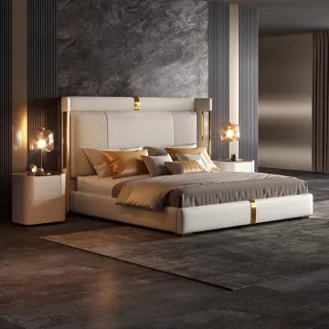 High-Quality Soft Leather Double Bed for Bedroom