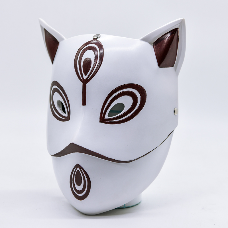 White Japanese Kitsune Fox Full Face Cosplay Mask