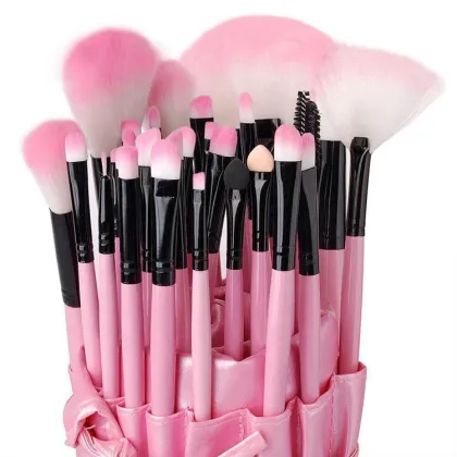 Pink Face and Eyeshadow Makeup Professional Brush