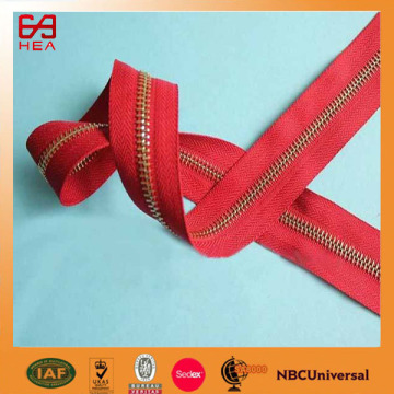 fashion no.5 red tape purple brass teeth metal zipper long chain