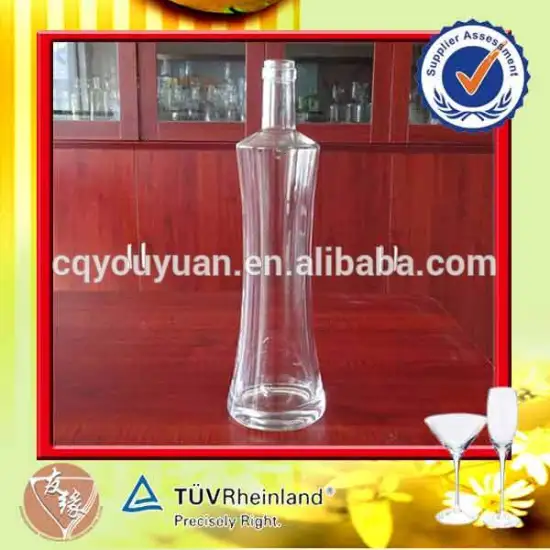 special design screw cap 75cl crystal clear glass empty alcohol customized glass bottles vodka