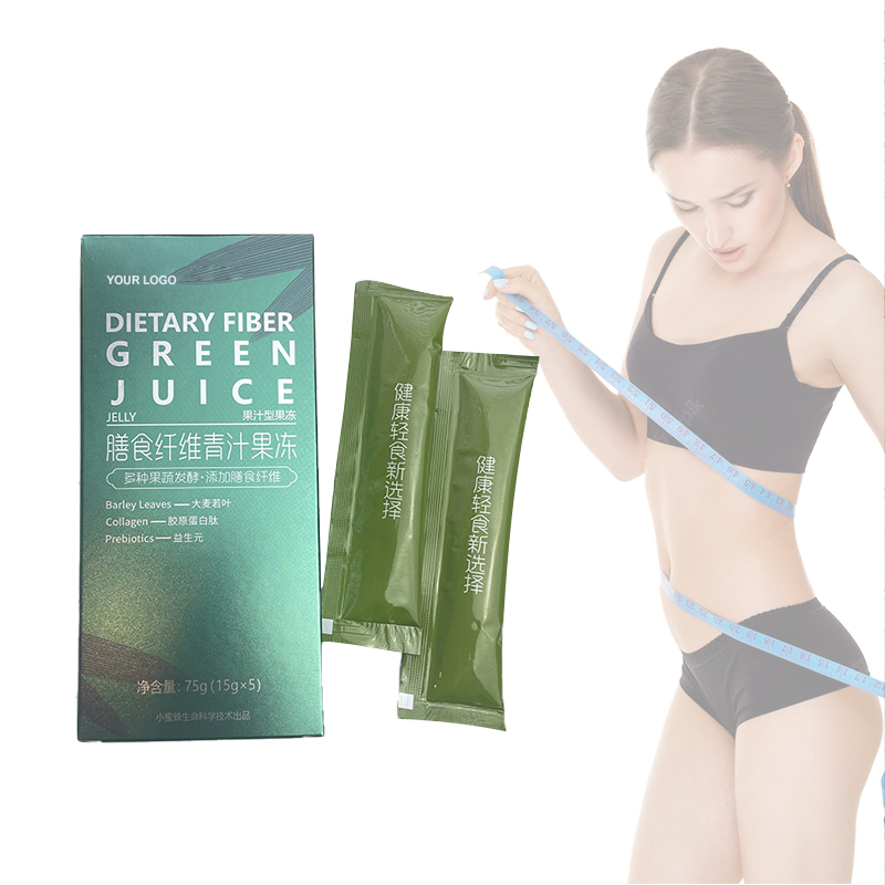 OEM/ODM Natural Flavor Dietary Fiber Fat Loss Barley Leaves Prebiotics Detox Weight Loss Slimming Green Juice Jelly