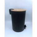 Metal Bamboo lid Trash Can