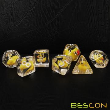 Bescon YellowDuck RPG Würfel 7er Set, Neuheit Yellow Duck Polyhedral Game Würfel Set