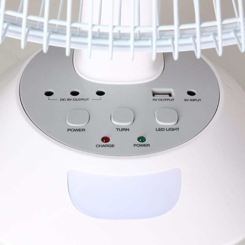 Rechargeable 14 inch Electric Oscillating Solar Fan with Light and Bulbs