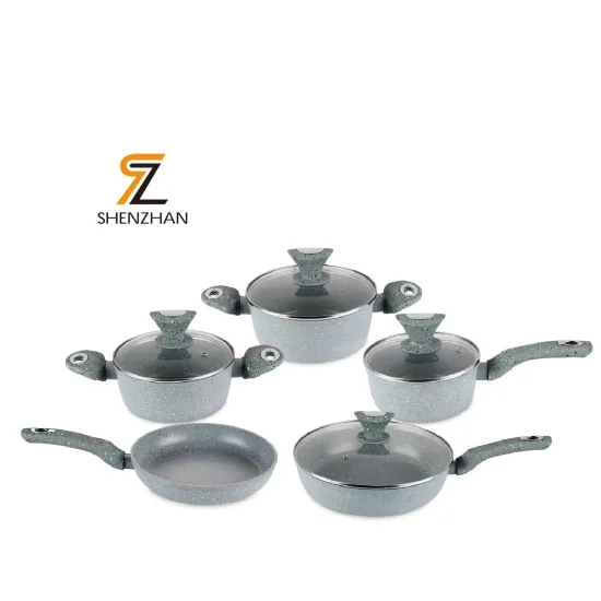 Custom Granite Aluminum Casserole Fry Pan with Non-Stick Marble Coating Cookware Sets and Pots and Pans