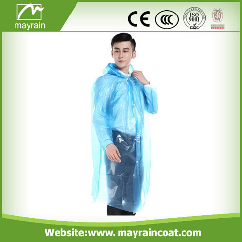 Blue Disposable PE Raincoat for Adult